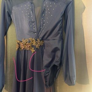 Weissman light blue and Gold Kids Dance Costume